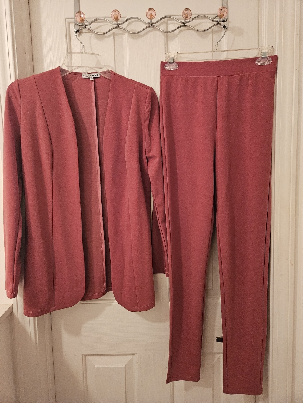 Fashion Nova Rose Pink Open-Front Jacket & Skinny Pants Set